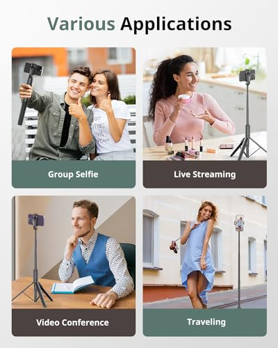 Sensyne 60 Phone Tripod Selfie Stick Lightweight All in One Phone Tripod Integrated with Wireless Remote Compatible with