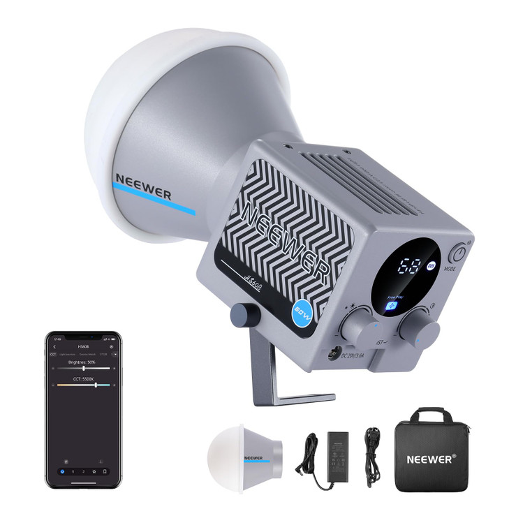 NEEWER HS60B Mini Video Light with App Control 60W Handheld Portable Bi Color COB LED Continuous Output Lighting with 35