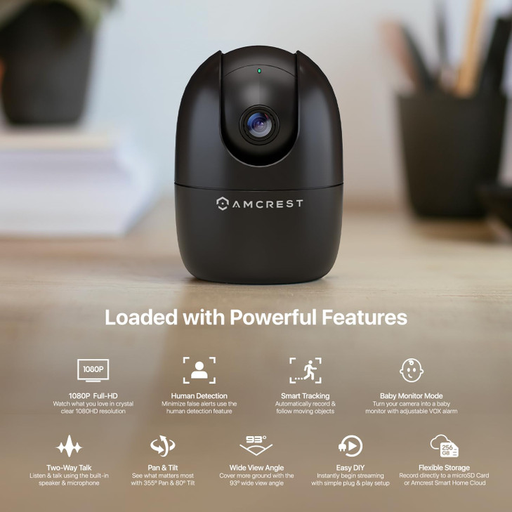 Amcrest 1080P WiFi Camera Indoor Nanny Cam Dog Camera Sound Baby Monitor Human Pet Detection MotionTracking 24Ghz Only P