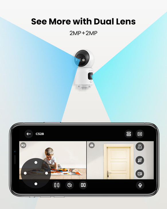 ZOSI DualLens Indoor Security Camera C528D Plugin 360 View PanTilt Smart Home Camera GestureOneTouch Calling Human Motio