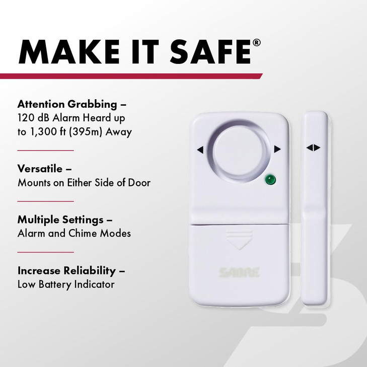 SABRE Wireless Home Security Door Window Burglar Alarm with LOUD 120 dB Siren DIY EASY to Install