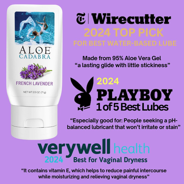 Aloe Cadabra Vaginal Moisturizer, Organic Edible Aloe Lube for Men, Women, Non-Staining, pH Balanced, (French Lavender, 2.5 Ounces, 1 Pack)