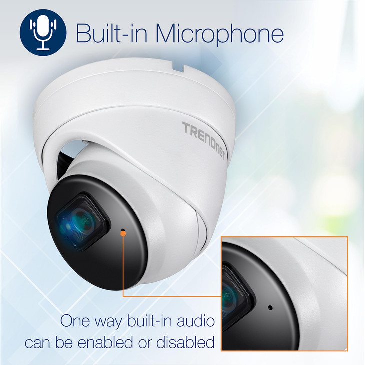 TRENDnet Indoor Outdoor 5MP H265 PoE IR Fixed Turret Network Camera IP66 Rated Housing IR Night Vision up to 30m 98 ft S