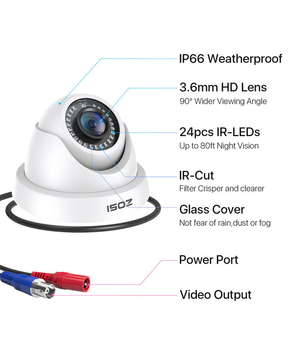 ZOSI 4Pack 20MP HD 1080P Security Cameras Kit 80ft Night Vision Indoor Outdoor Home CCTV Dome Camera for 1080P5MP4K HDTV