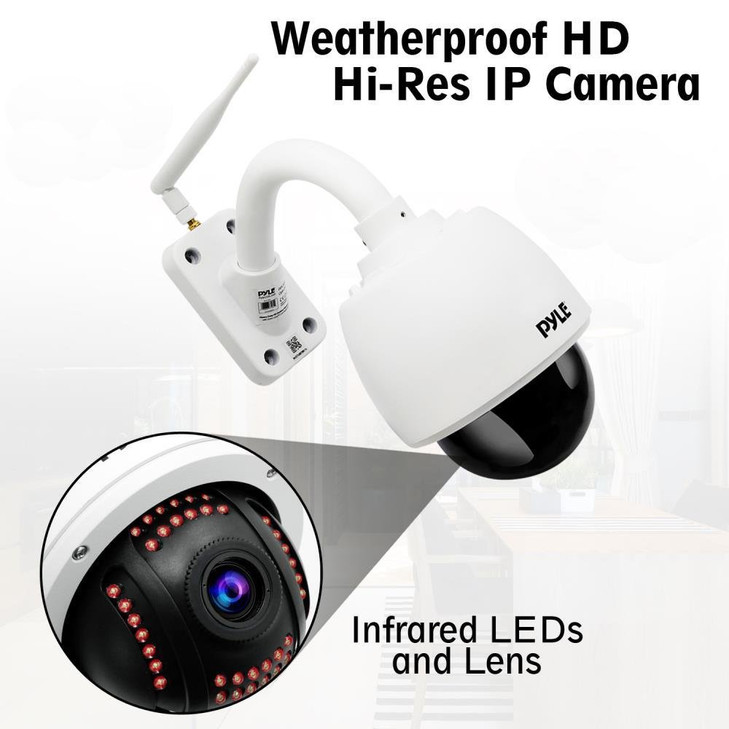 Pyle Outdoor IP Camera Optical Zoom 960p HD Weatherproof Wireless Remote Home WiFi Security Surveillance h264 ONVIF Vide