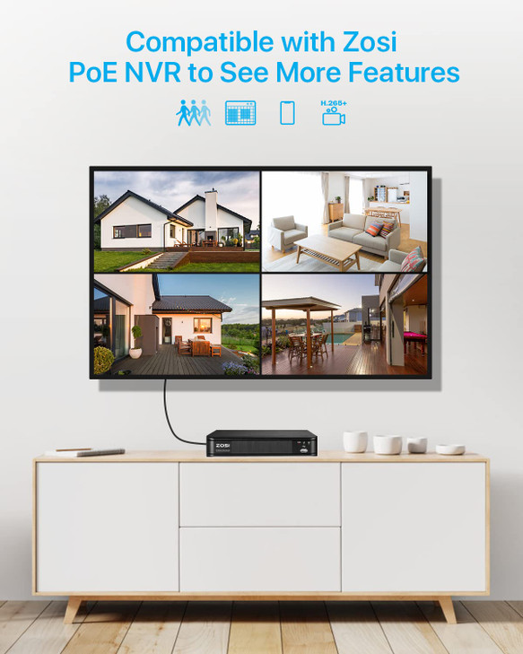 ZOSI 5MP 3K Addon Security POE Camera 2880 x 1620 Indoor Outdoor Bullet IP Camera 120ft Night Vision 36mm Lens 95View An
