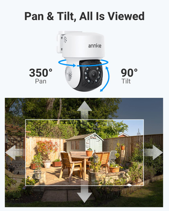 ANNKE 1080P 2MP AHD CCTV Home Surveillance Dome PT Wired Camera with 350 pan and 90 tilt 100ft IR Night Vision IP65 Weat