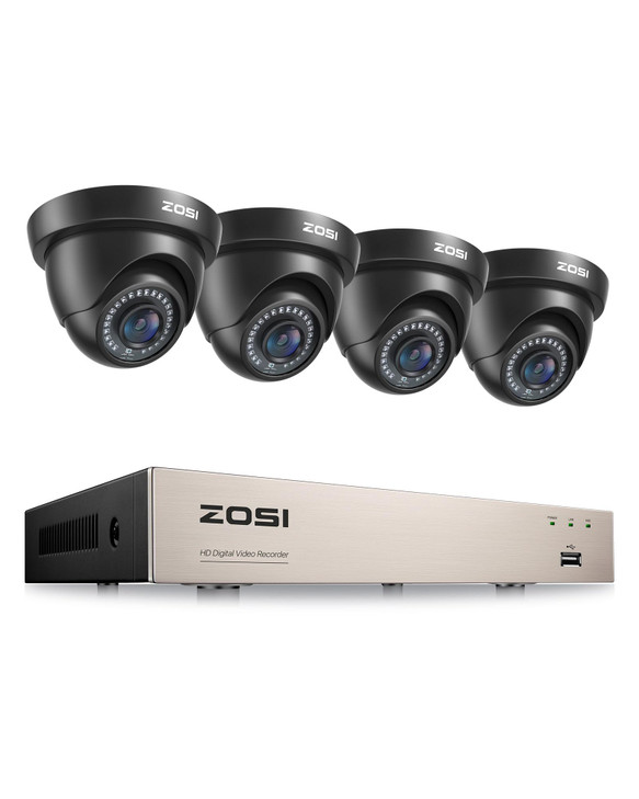 ZOSI 1080p Home Security Cameras System with AI HumanVehicle DetectionH265 8CH CCTV DVR and 4pcs 20MP 1920TVL Surveillan