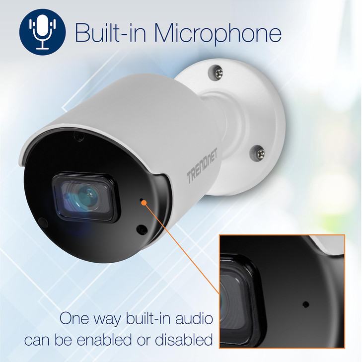 TRENDnet Indoor Outdoor 5MP H265 PoE Bullet Network Camera IP66 Rated Housing IR Night Vision up to 30m 98 ft Security S