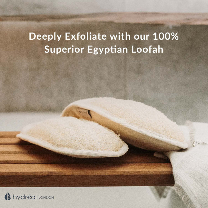 Hydrea London Exfoliating Glove - Organic Egyptian Shower Loofah & Dual-Sided Face Mitt Exfoliator - Body Scrubber for Men & Women, Dead Skin Cell Re online at globaldelivered