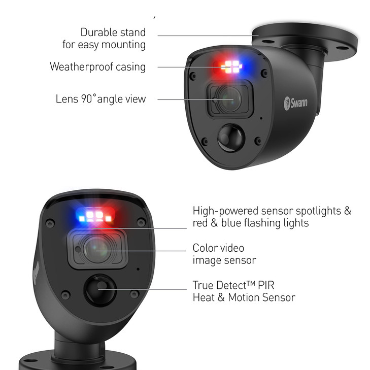 Swann 1080p Black Flashing Lights Bullet Camera Addon