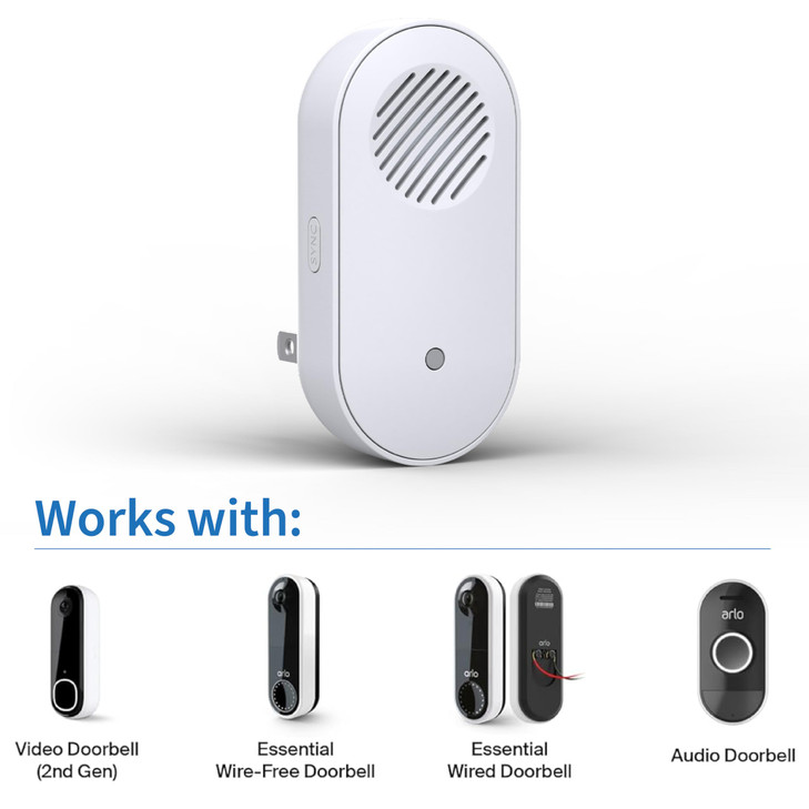 Arlo Chime 2 Builtin Siren Audible Alerts Customizable Melodies WiFi Connected Compatible with WiredWireless Doorbell Ca