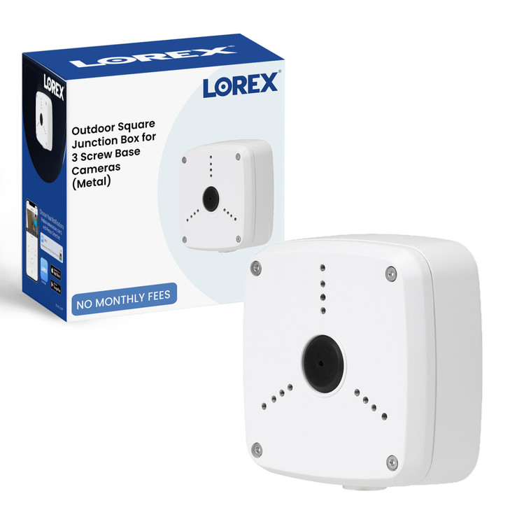 Lorex Square Outdoor Junction Box for 3Screw Base Security Cameras TriAxel Security Mounting Junction Box Durable Weathe