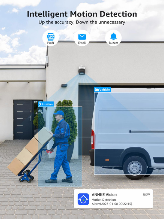 ANNKE Security 4K 8MP PoE Camera Surveillance Outdoor AI IP Cam with MicAudio AI HumanVehicle Detection Smart Dual Light