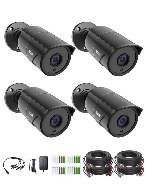 ZOSI 4 Pack 1080p Home Security Cameras with Audio RecordingBuiltin Microphone2MP 1920TVL HDTVI Outdoor Indoor CCTV Came