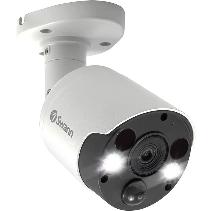 Swann AddOn DVR Bullet Security Camera with Sensor Spotlight 4K Ultra HD Video Indoor or Outdoor Design Dusk to Dawn Col