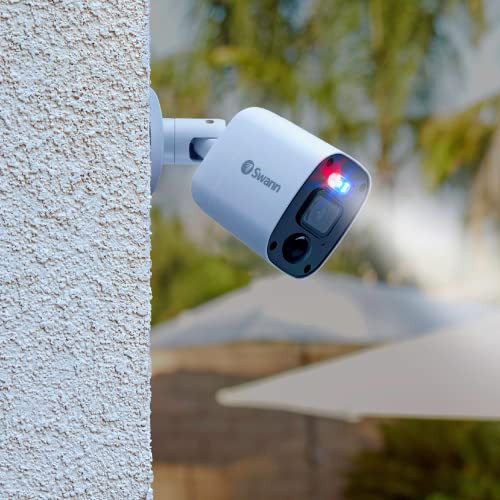 Swann AddOn DVR Flashing Light Bullet Camera with Sensor Spotlight 4K UHD Video Indoor or Outdoor Design Dusk to Dawn Co