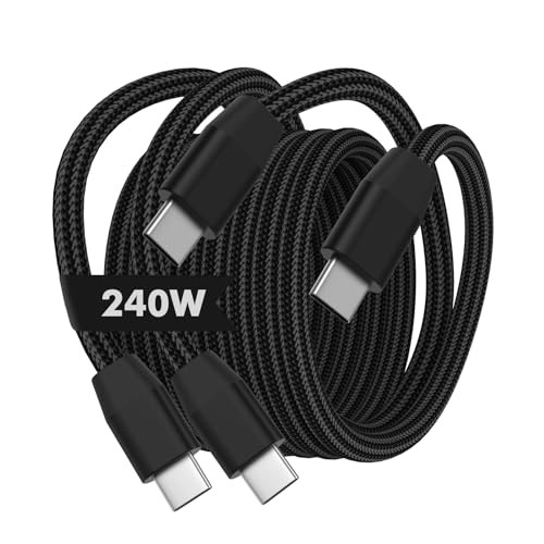 MoKo 240W USB C to USB C Cable 2Pack 66ft Nylon Braided USB C Cable Type C to C Cable Fast Charging Cord for iPhone 1615
