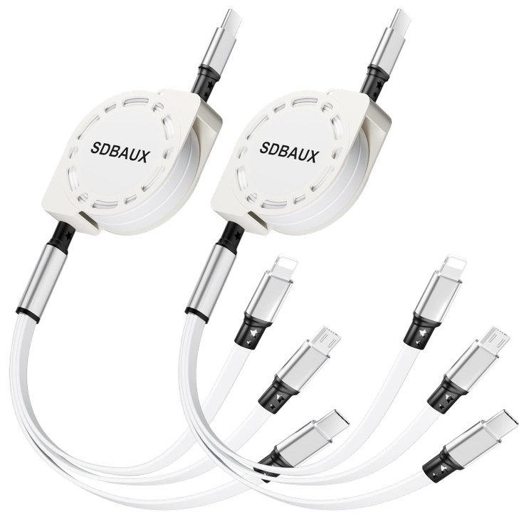 Multi Charging CableUSB C to 3 in 1 Retractable LightningTypeCMicro Port Fast Charger Cord for iPhone 17 16 15 14 13 12