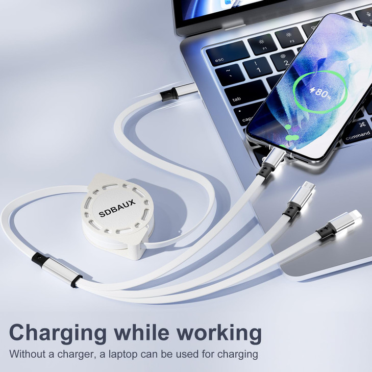 Multi Charging CableUSB C to 3 in 1 Retractable LightningTypeCMicro Port Fast Charger Cord for iPhone 17 16 15 14 13 12