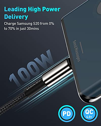 Baseus USB C Cable 100W PD 5A QC 40 Fast Charging USBC to USBC Cable Zinc Alloy Nylon Braided Type C Charger Cord for iP