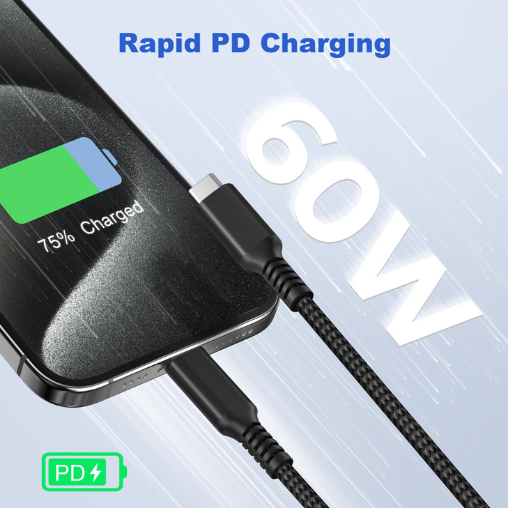 Basesailor for iPad mini 7 Charger Cable 10FTUSB C to USBC Cord 60W with USB AdapterFast Power Delivery Charging Cord fo