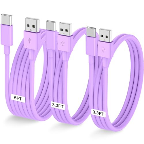 LOFPYE 3Pack Purple 33FT33FT6FT USB A to USB C CableUSB to USB C Car Carplay Cable for iPhone 16 15 Pro Plus Pro Maxfor