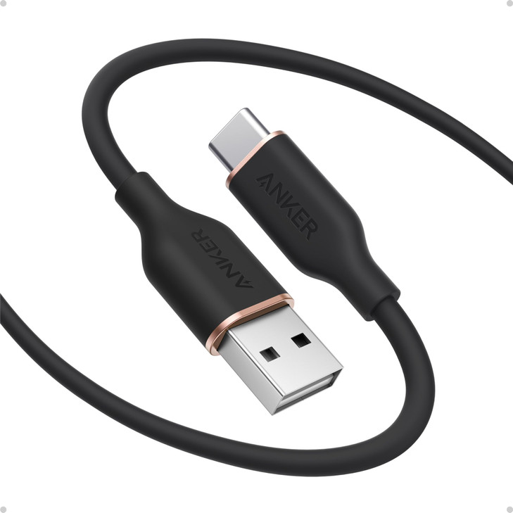 Anker Type C Cable USB A to USB C Flow Cord Fast Charging for iPhone 17 16 or Max Plus and More 6FT Black