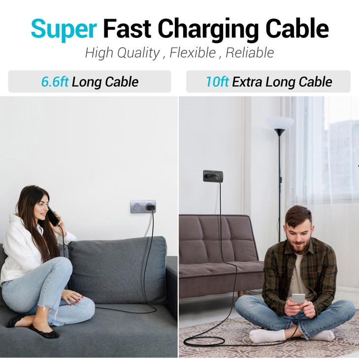 4Pack 60W 6ft 6ft 10ft 10ft USB C to USB C Cable Fast Charging Cable Type C to C Charger Cord for iPhone 17 16 15 iPad P
