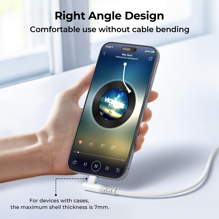Basesailor Car Carplay Cable for iPhone 17 16 Pro MaxUSB to USB C CableRight Angle Type C Charging Power Cord for AirPod