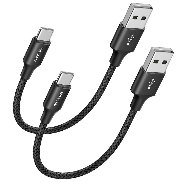 TOSUPERS Long USB C Cable 8ft 2Pack 3A Fast Charging USB A to USB C Charger Cable Braided for iPhone 16 15 Pro Max Plus