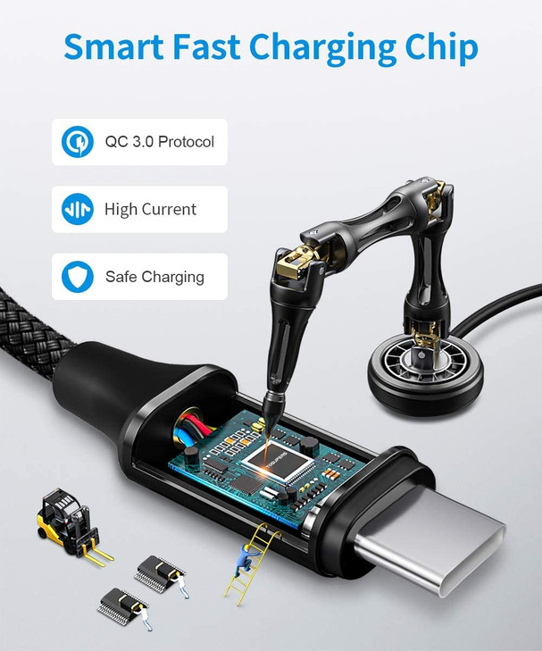 TOSUPERS Long USB C Cable 8ft 2Pack 3A Fast Charging USB A to USB C Charger Cable Braided for iPhone 16 15 Pro Max Plus