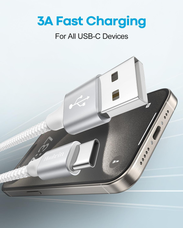 Huukein USB A to USB C Cable for iPhone 16 Charger Cord 3Pack 3610 ft USBC Fast Charging Cable for iPhone 16e 16 15 Pro