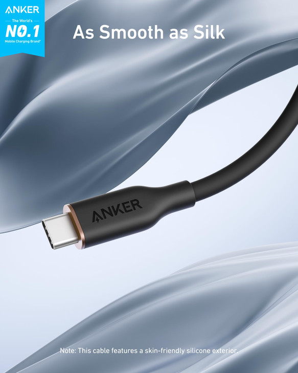 Anker USB C Cable Type C Flow Cord Fast Charging for iPhone 17 Series MacBook Pro 2020 and More USB 20 240W 1 Black 3FT