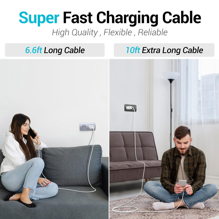 4Pack 6ft 6ft 10ft 10ft 60W USB C to USB C Fast Charging Cable for iPhone Charger Cord Type C to C Charger Cord for iPho