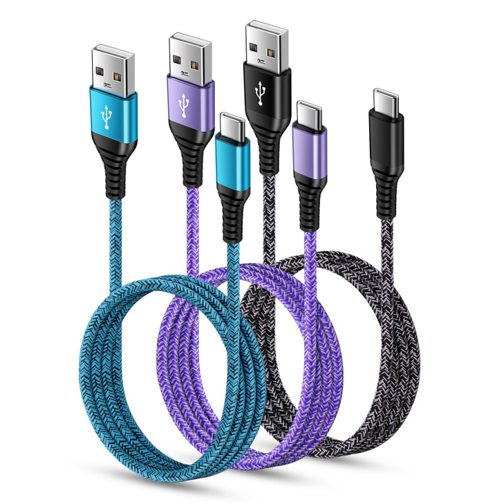 USB C Charger Cable Fast Charging 3 Pack 6ft for iPhone 17 16 15 Pro Max15 Plus15 Pro15 31A Braided Car Cord USB A to US