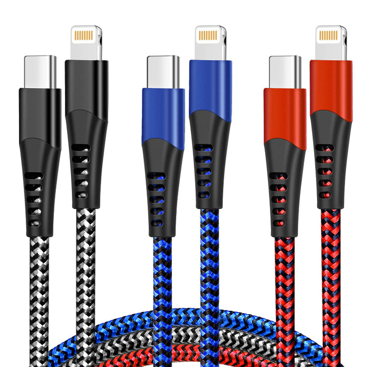 cugunu USB C to Lightning Cable 3 Pack 6FT iPhone Charger Apple MFi Certified Power Delivery Fast Charging Cord Compatib