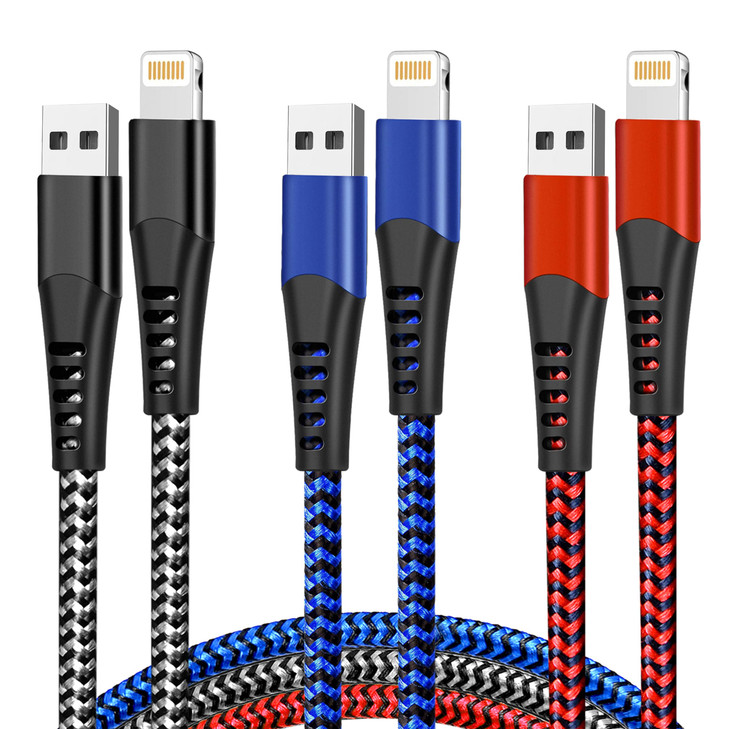 cugunu USB Lightning Cable 3 Pack 6FT iPhone Charger Apple MFi Certified Nylon Braided Fast Charging Cord Compatible wit