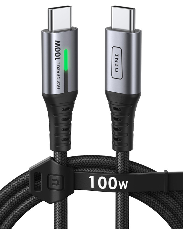 INIU USBC Cable 33ft Black iPhone Cord USB C Fast Charging for iPhone 17 16 15 Pro Max Samsung S25 S24 Laptops MacBook i