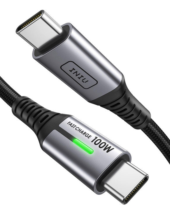 INIU 100W USB C to USB C Cable 1ft Black Short USB C Fast Charger Cable for iPhone 17 16 15 Pro Max Samsung S25 S24 Lapt