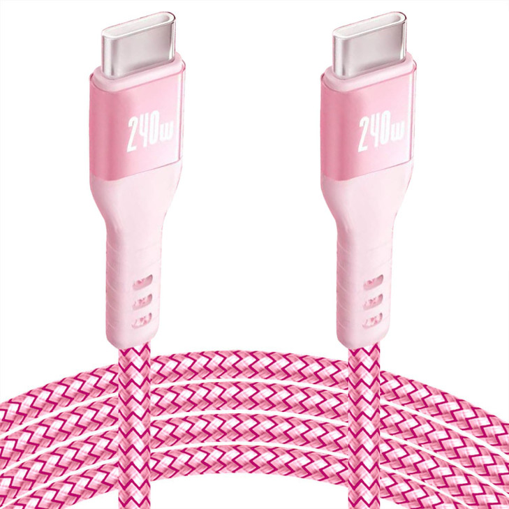 240W USB C to USB C Cable 10FT Pink iPhone 15 Fast Charging Cable Long Braided Type C Cord for MacBook Pro iPhone 15Pro1