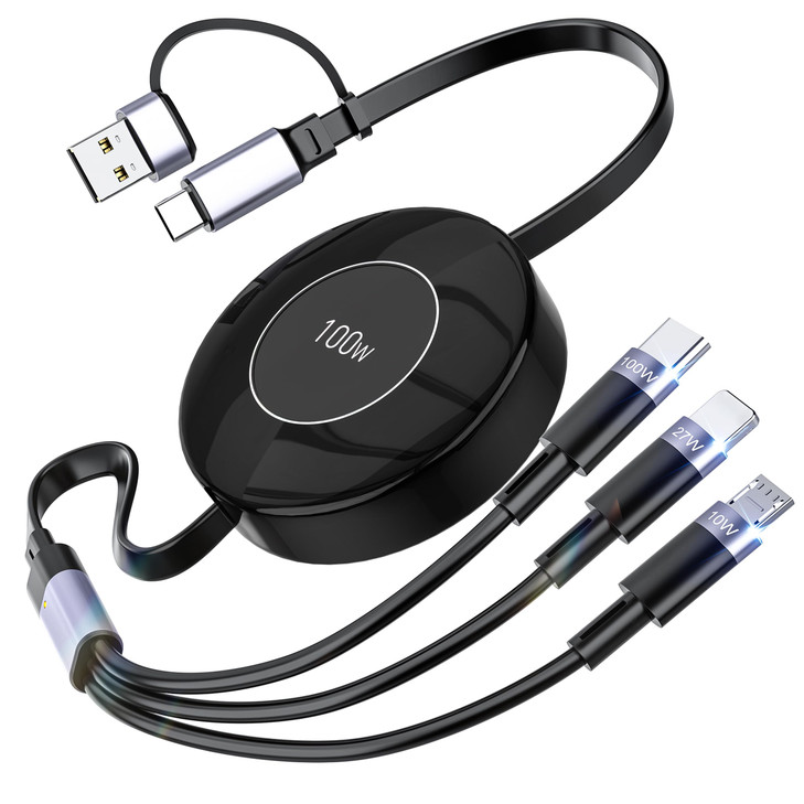 100W Multi Charging Cable 3in1 Retractable USBCA to LightningUSBCMicro Fast Charger Cord for Multiple Devices for iPhone