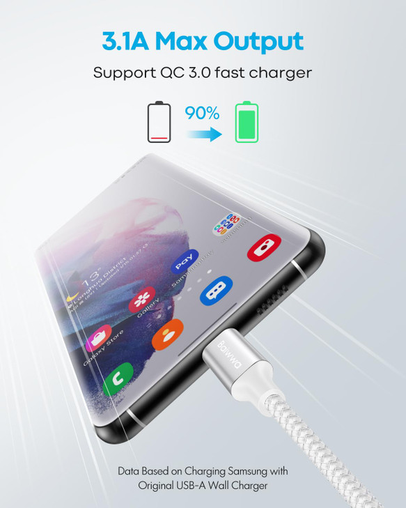 Baiwwa 2Pack 3FT USB A to USB C Cable for iPhone 16 16E 15 Type C Charger Cord Braided Fast Charging for iPhone 16 15 Pr