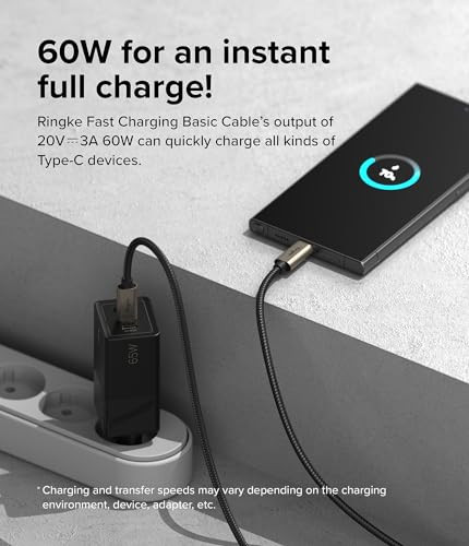 Ringke USB C to USB C Cable 164 FT 05 m Fast Charging Basic Cable for USB Type C to C 60W Cord for iPhone 17 16 and 15 S