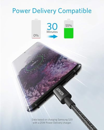 Anker USB C to USB C Cable TypeC 60W Fast Charging Cable 6 FT 5Pack for iPhone 17 Series iPad mini 6 and More Black