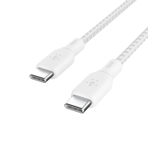 Belkin USB C to USB C Cable 66ft 100W Type C Charger iPhone Charger Cord Soft Braided Flexible for iPhone 17 Galaxy S25