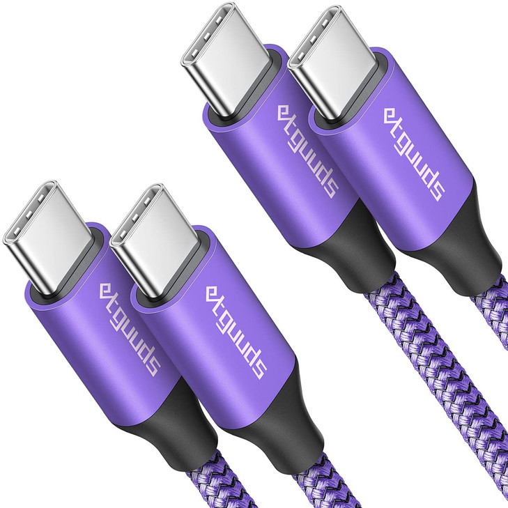 etguuds Purple Long USB C to USB C Cable 10ft 2Pack 60W USBC to USBC Type C to C Charger Cord Fast Charging for iPhone 1