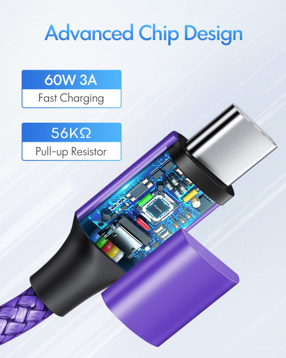 etguuds Purple Long USB C to USB C Cable 10ft 2Pack 60W USBC to USBC Type C to C Charger Cord Fast Charging for iPhone 1