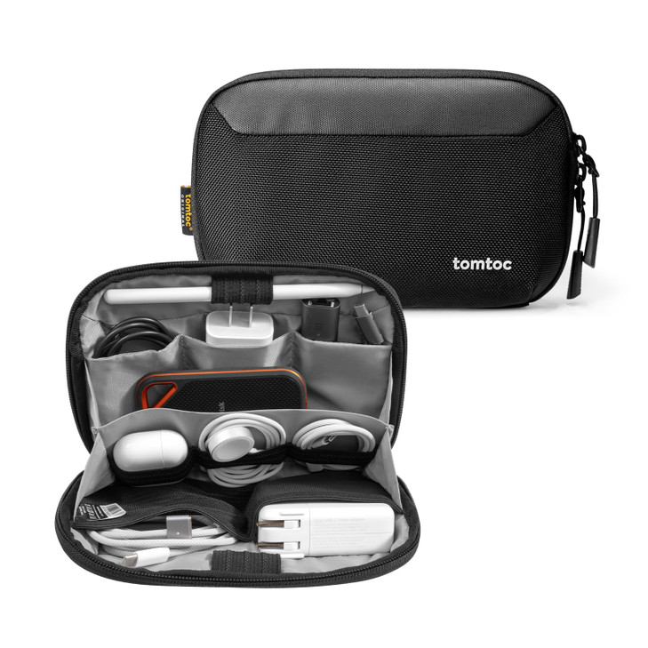 tomtoc Travel Cable Organizer Pouch Electronics Accessories Organizer Portable Waterproof Double Accessories Carry Case