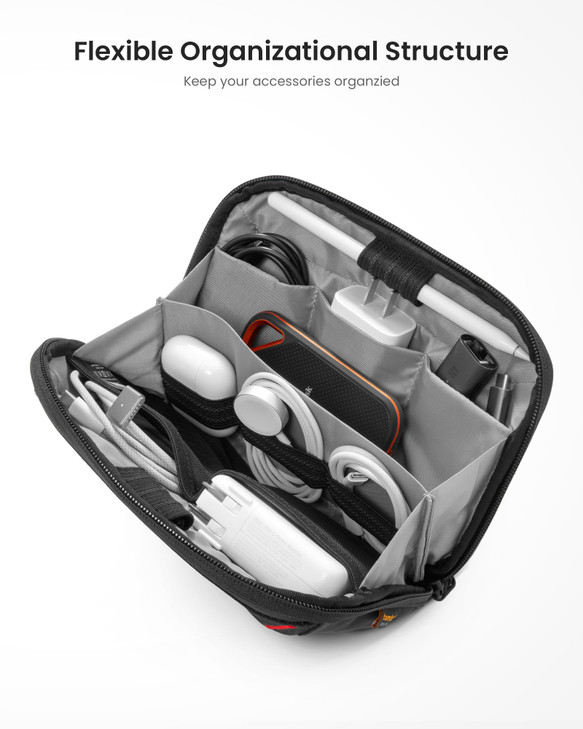tomtoc Travel Cable Organizer Pouch Electronics Accessories Organizer Portable Waterproof Double Accessories Carry Case